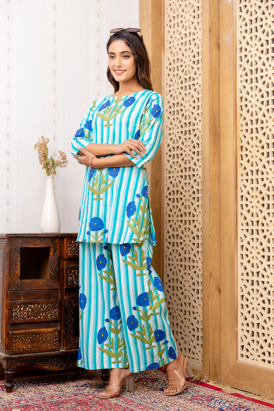 Blue Cotton Floral Co-ord Set — image 9