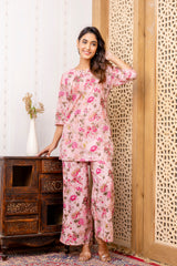 Pink Cotton Floral Co-ord Set