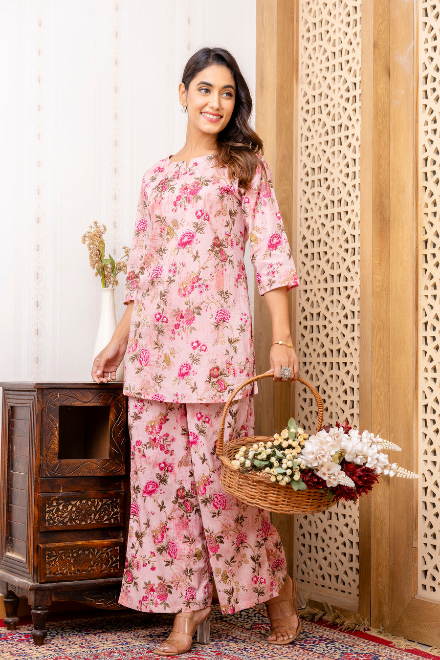 Pink Cotton Floral Co-ord Set — image 3