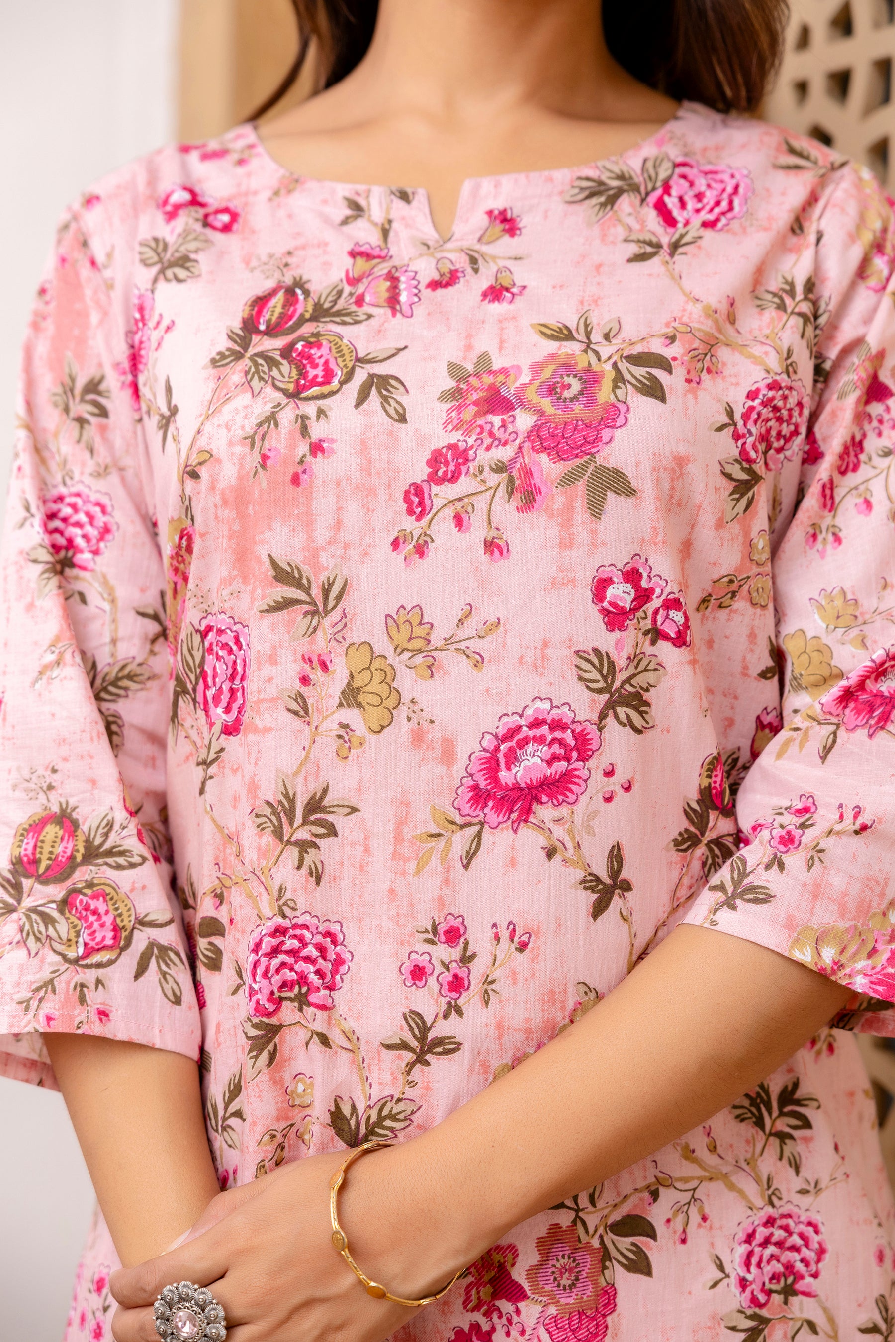 Pink Cotton Floral Co-ord Set