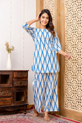 Blue Cotton Geometric Co-ord Set - Me&My