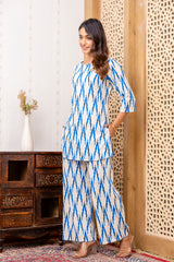 Blue Cotton Geometric Co-ord Set - Me&My