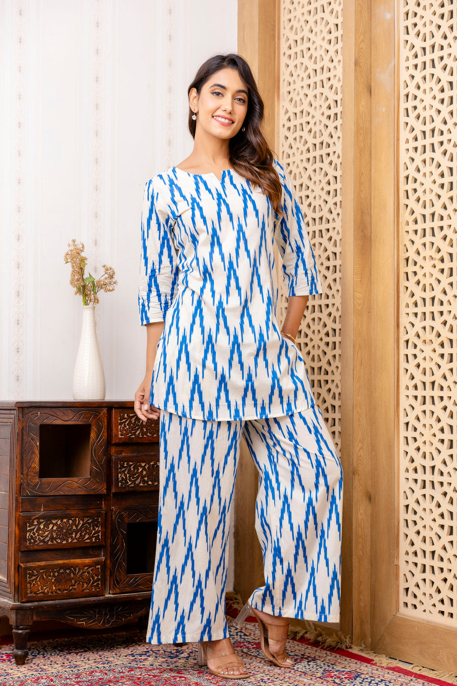 Blue Cotton Geometric Co-ord Set — image 3