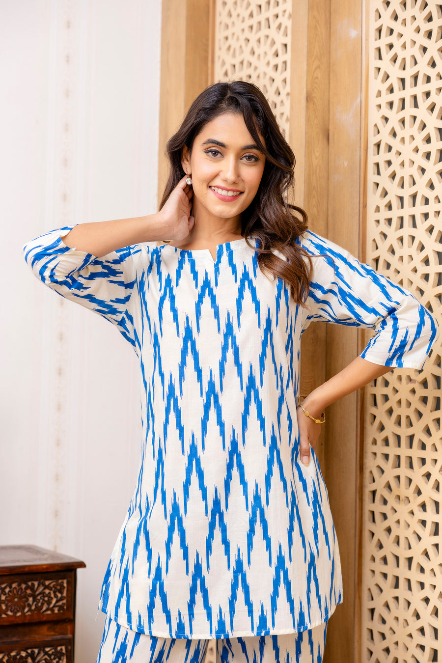 Blue Cotton Geometric Co-ord Set — image 7