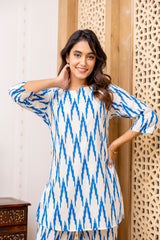 Blue Cotton Geometric Co-ord Set - Me&My