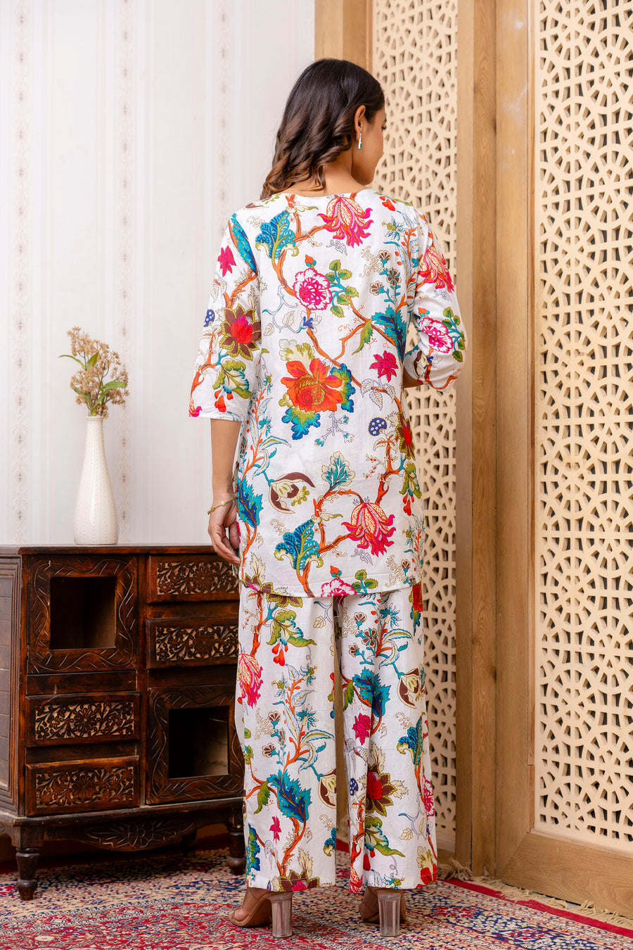 White Cotton Floral Co-ord Set — image 4