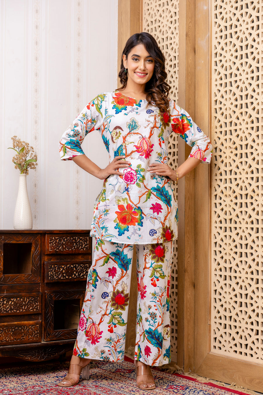 White Cotton Floral Co-ord Set — image 6
