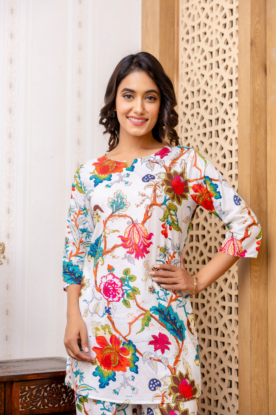 White Cotton Floral Co-ord Set — image 7
