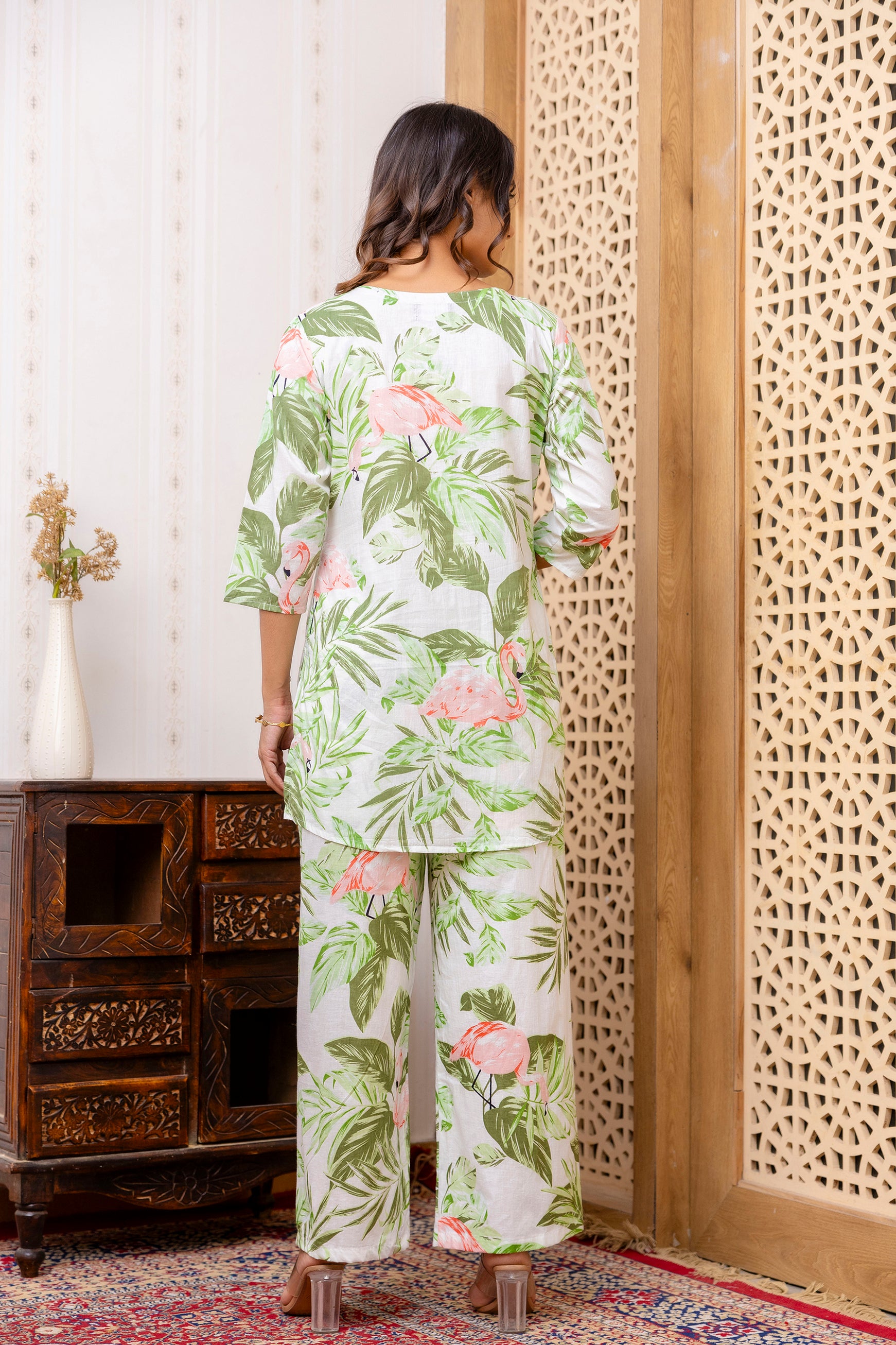 White Cotton Botanical Co-ord Set