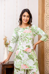 White Cotton Botanical Co-ord Set - Me&My