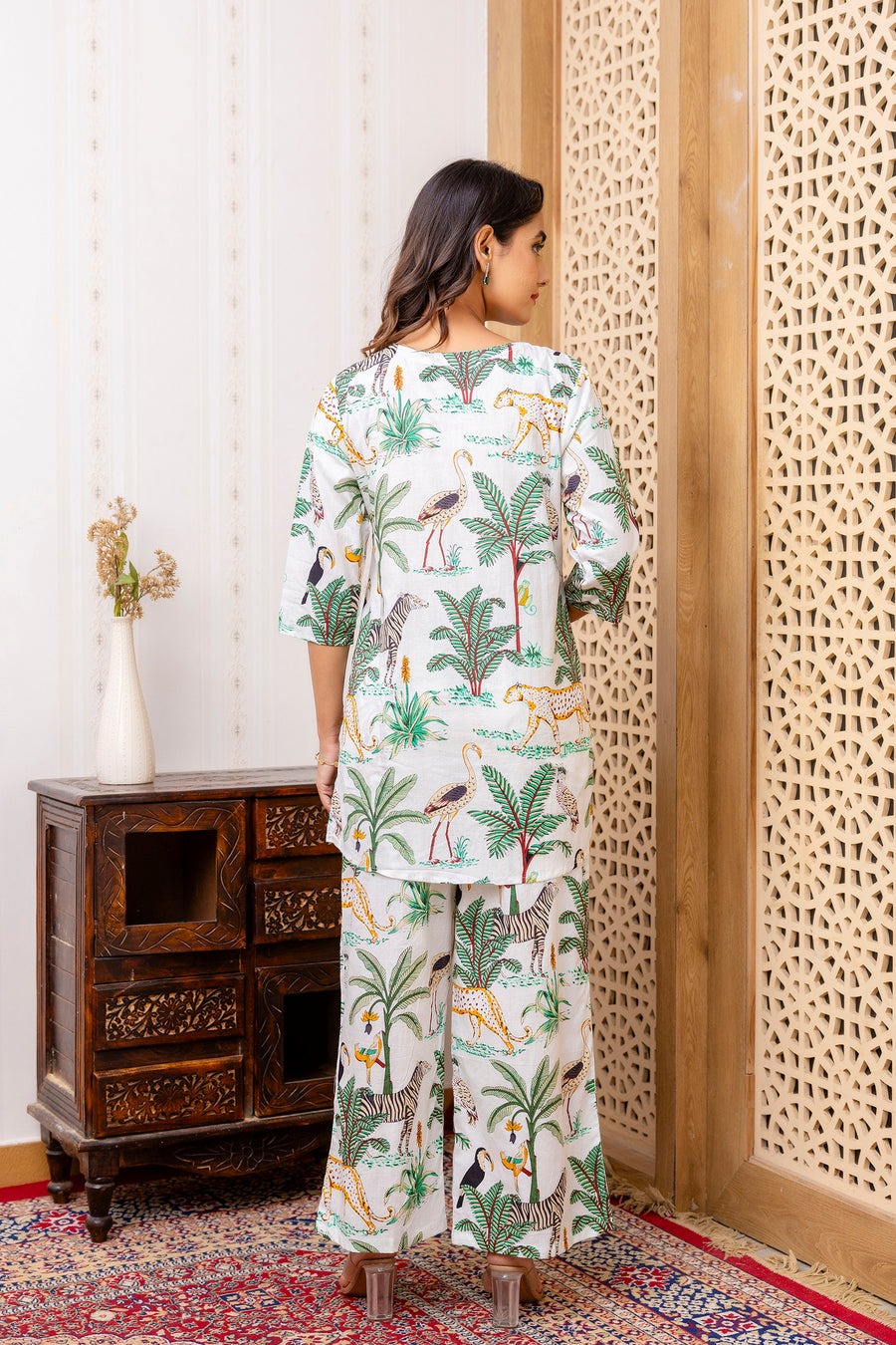 White Cotton Botanical Co-ord Set — image 4