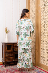 White Cotton Botanical Co-ord Set