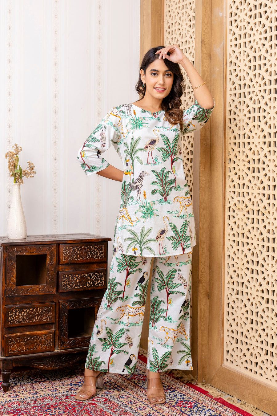 White Cotton Botanical Co-ord Set — image 5