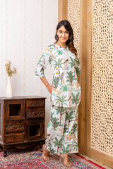 White Cotton Botanical Co-ord Set - Me&My