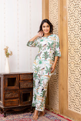 White Cotton Botanical Co-ord Set - Me&My