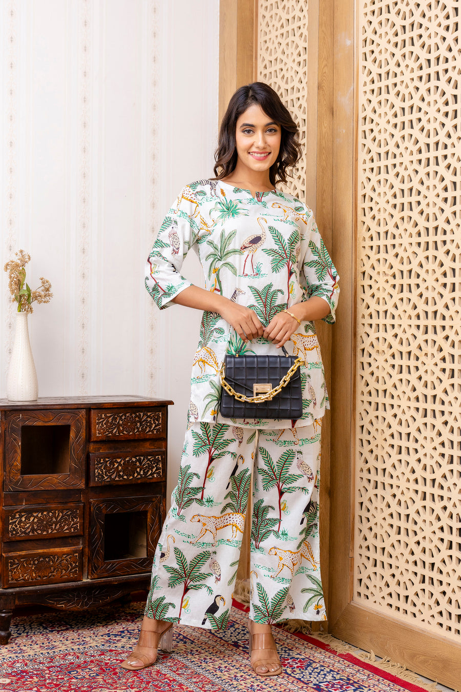White Cotton Botanical Co-ord Set — image 3