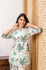 White Cotton Botanical Co-ord Set