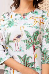 White Cotton Botanical Co-ord Set - Me&My