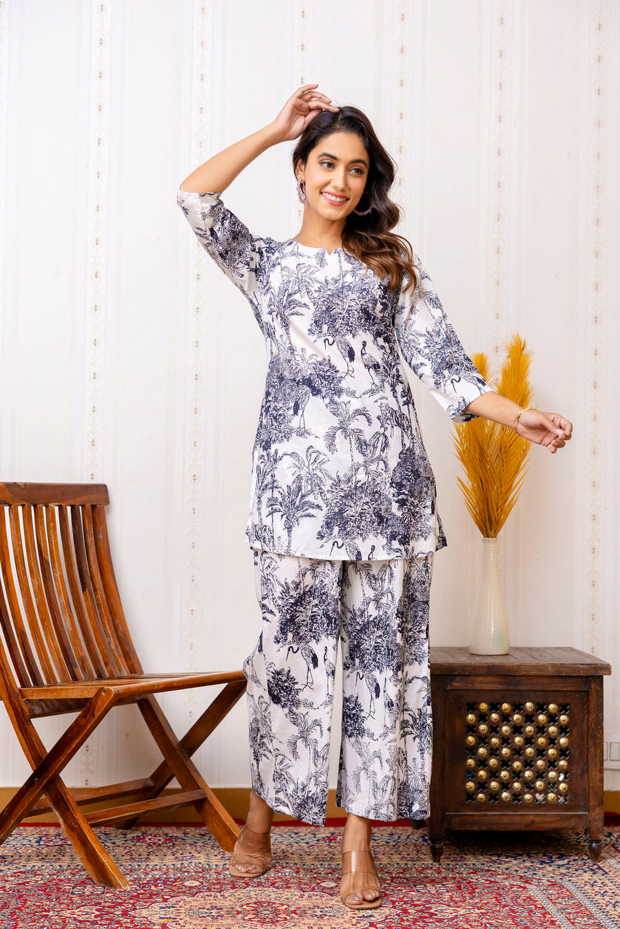 White Cotton Floral Co-ord Set — image 2