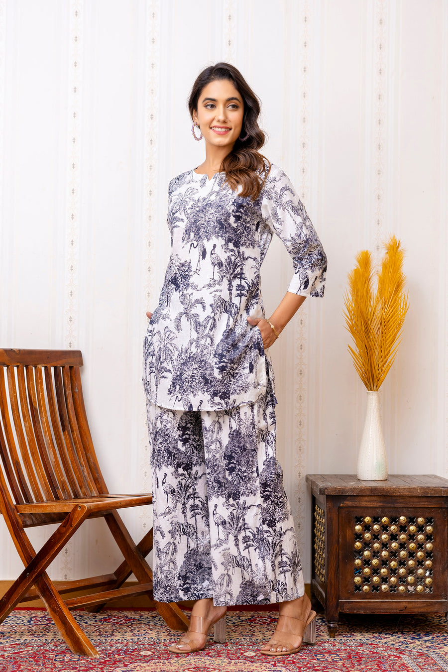 White Cotton Floral Co-ord Set — image 3