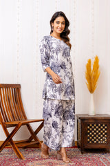 White Cotton Floral Co-ord Set - Me&My