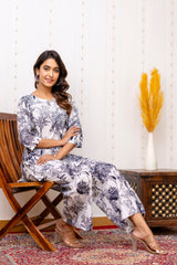 White Cotton Floral Co-ord Set - Me&My