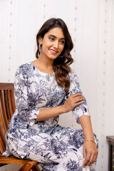 White Cotton Floral Co-ord Set - Me&My