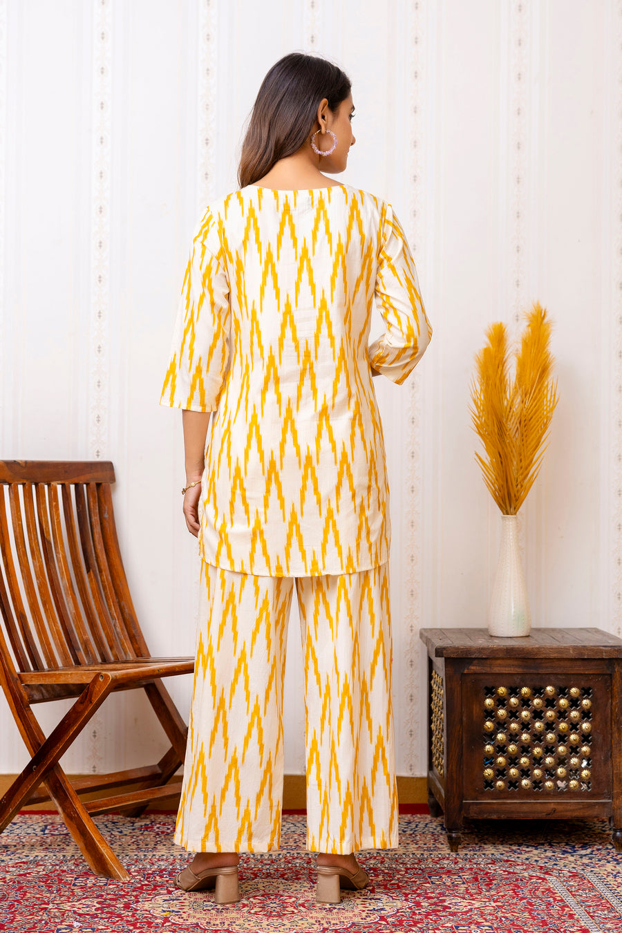 Yellow Cotton Geometric Co-ord Set — image 2