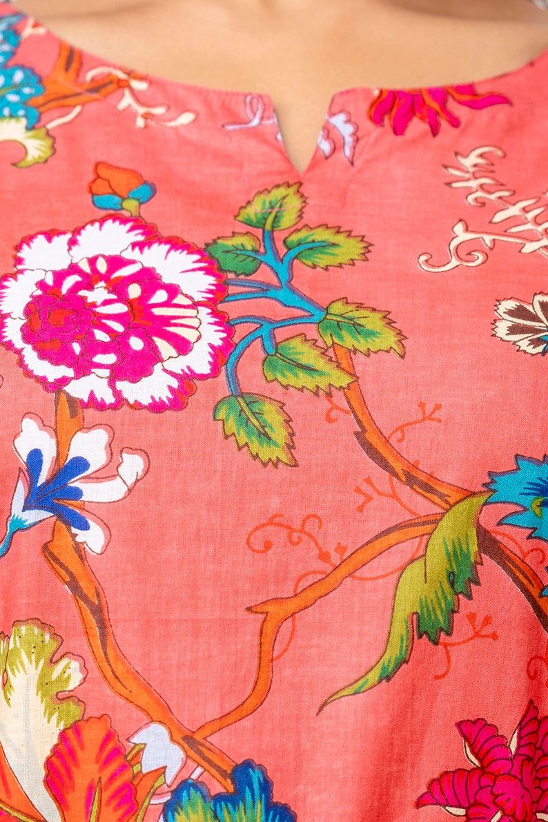 Vibrant Red Cotton Floral Co-ord Set — image 8