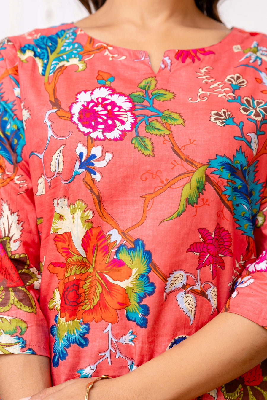 Vibrant Red Cotton Floral Co-ord Set — image 9