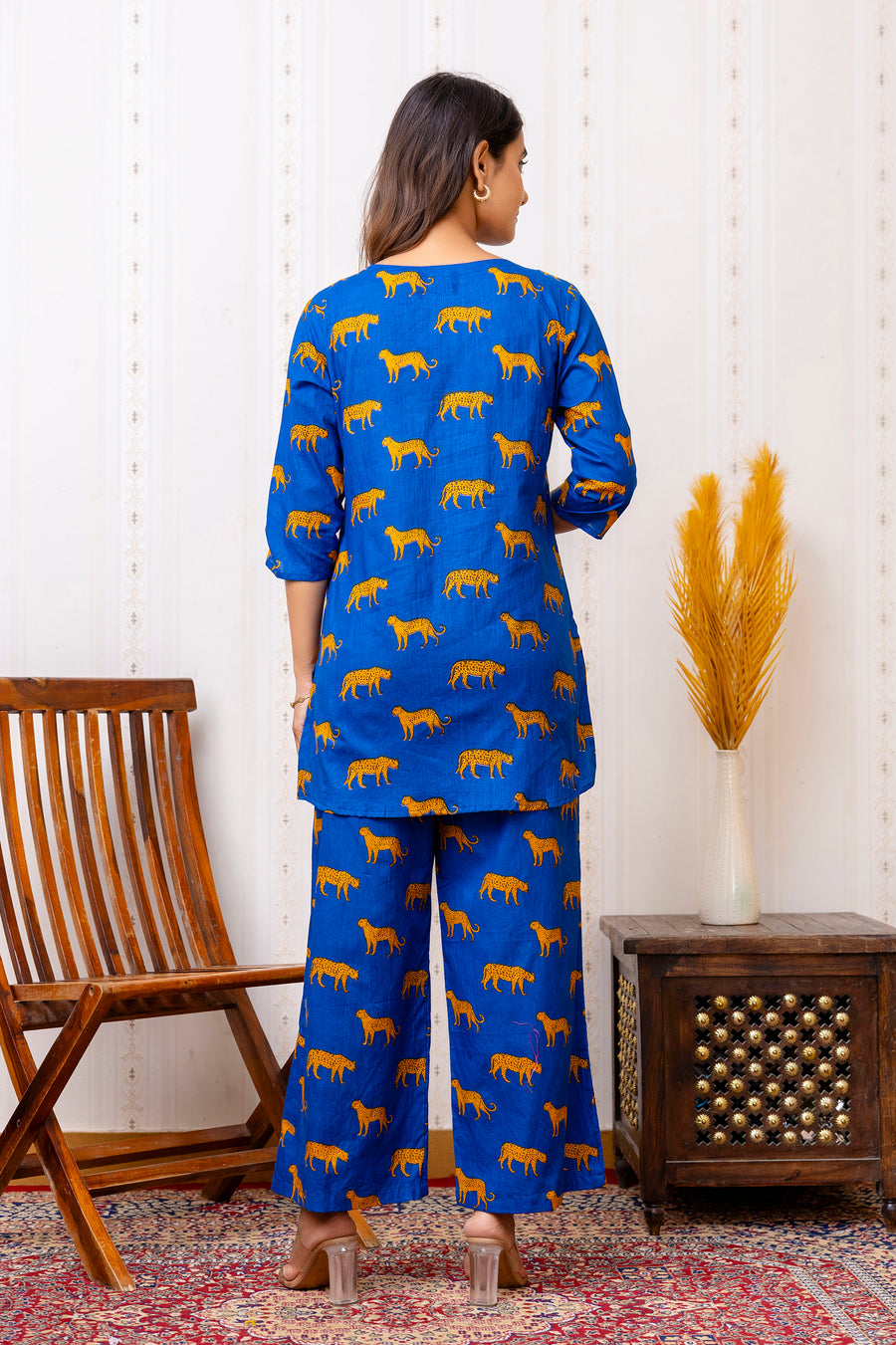 Stylish Blue Cotton Animal Print Co-ord Set — image 5