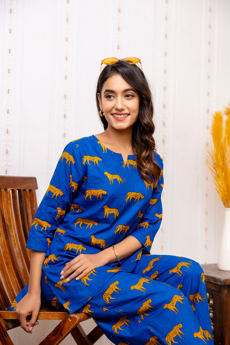 Stylish Blue Cotton Animal Print Co-ord Set — image 10