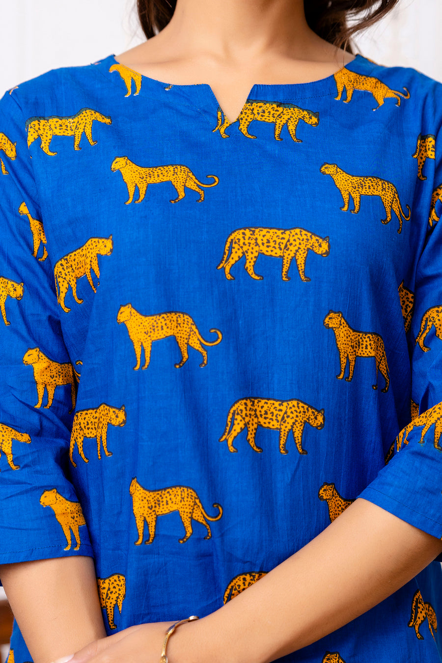 Stylish Blue Cotton Animal Print Co-ord Set — image 11