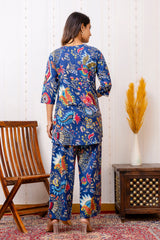 Blue Cotton Floral Co-ord Set - Me&My