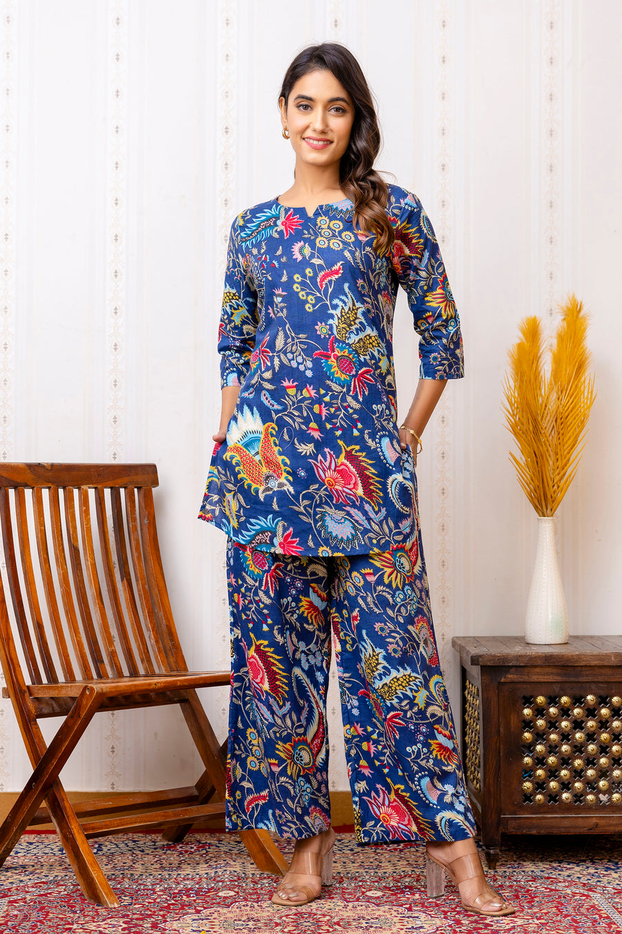 Blue Cotton Floral Co-ord Set — image 2