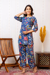 Blue Cotton Floral Co-ord Set - Me&My