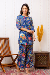 Blue Cotton Floral Co-ord Set - Me&My
