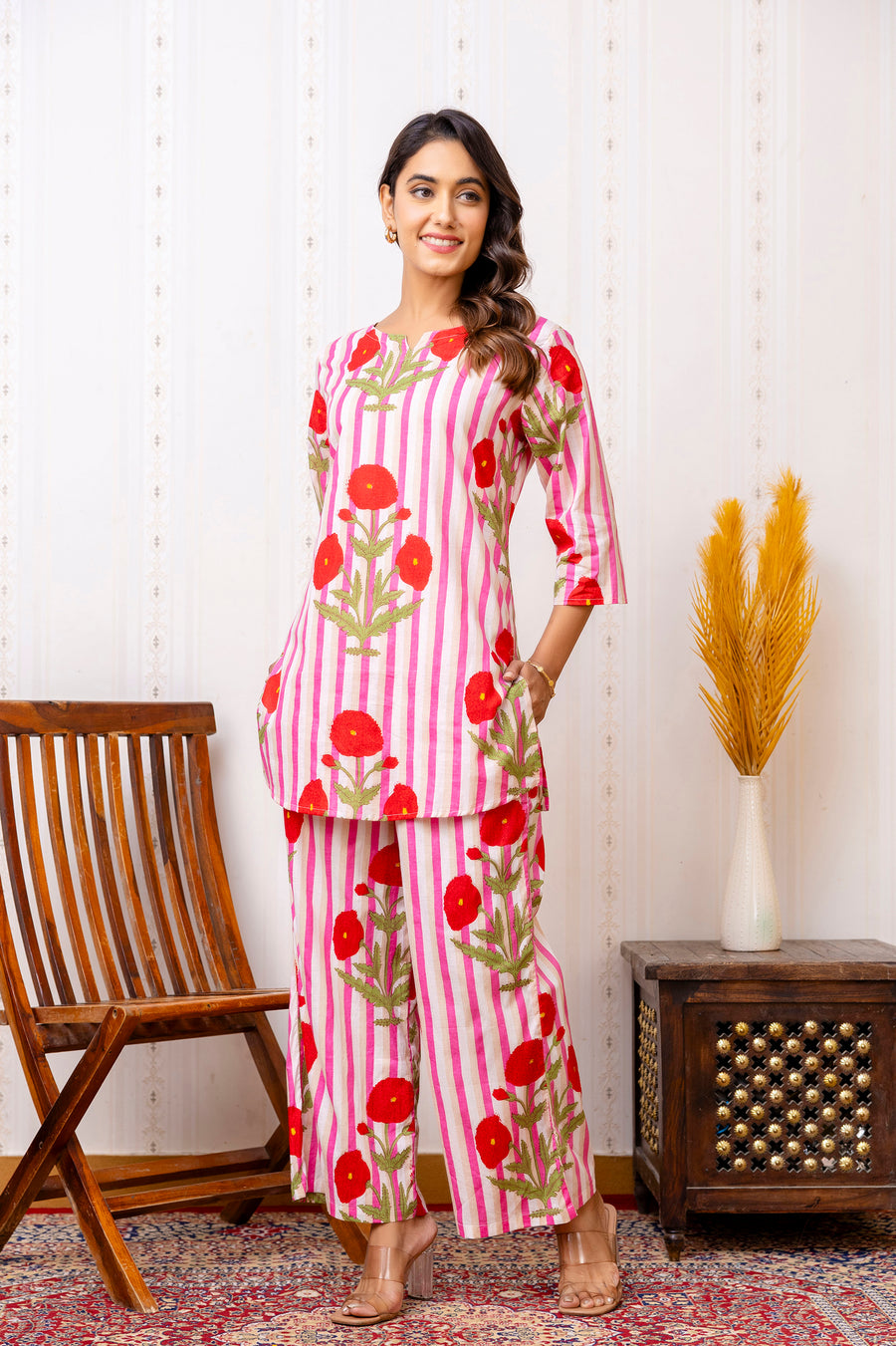 Pink Cotton Floral Co-ord Set — image 2