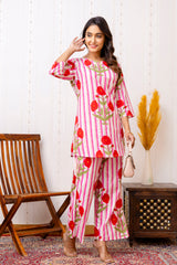 Pink Cotton Floral Co-ord Set - Me&My