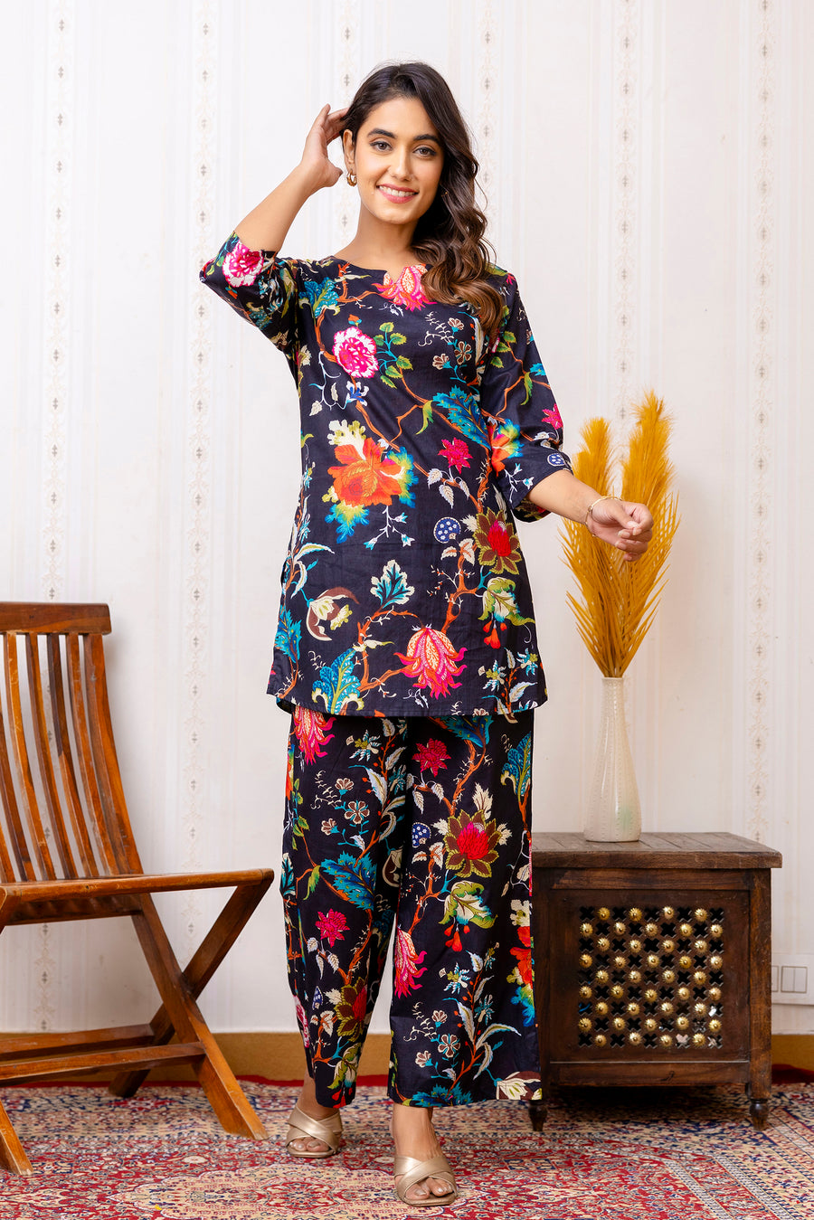 Black Cotton Botanical Co-ord Set — image 4