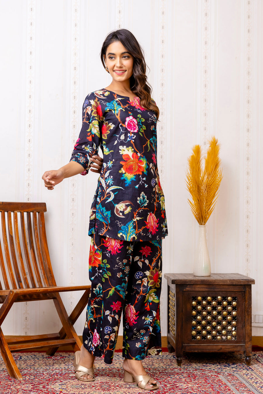 Black Cotton Botanical Co-ord Set — image 2
