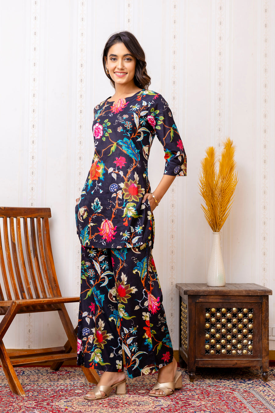 Black Cotton Botanical Co-ord Set — image 6