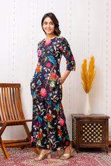 Black Cotton Botanical Co-ord Set - Me&My