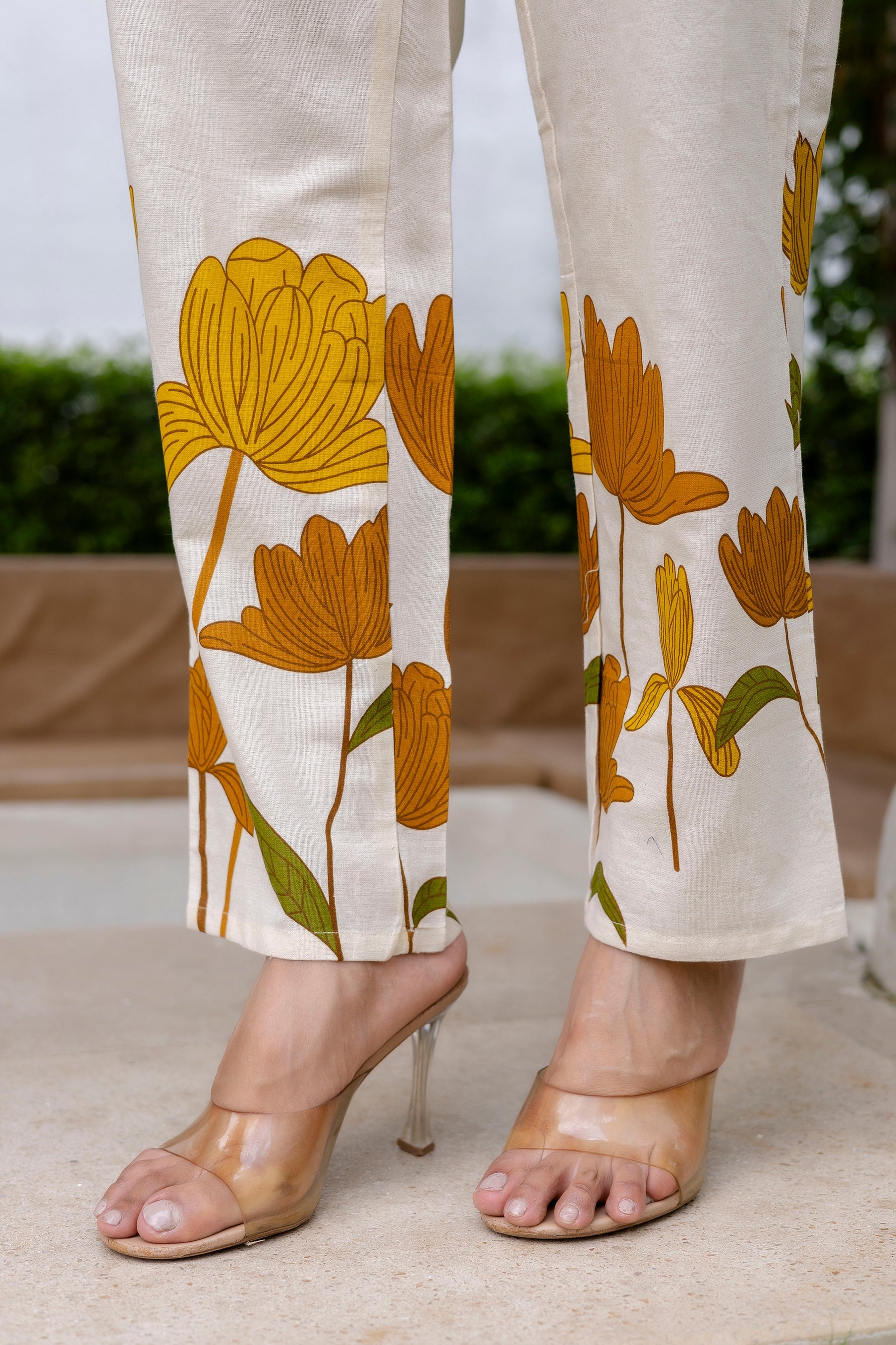 Sunlit Petals Off-White Cotton Flex  Co-ord Set Me & My 