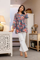 Blue Coral Bloom Cotton Top - Me&My