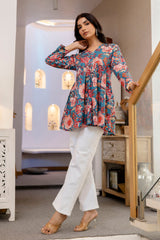 Blue Coral Bloom Cotton Top - Me&My