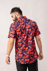 Vibrant Red Floral Cotton Half Sleeve Shirt - Me&My