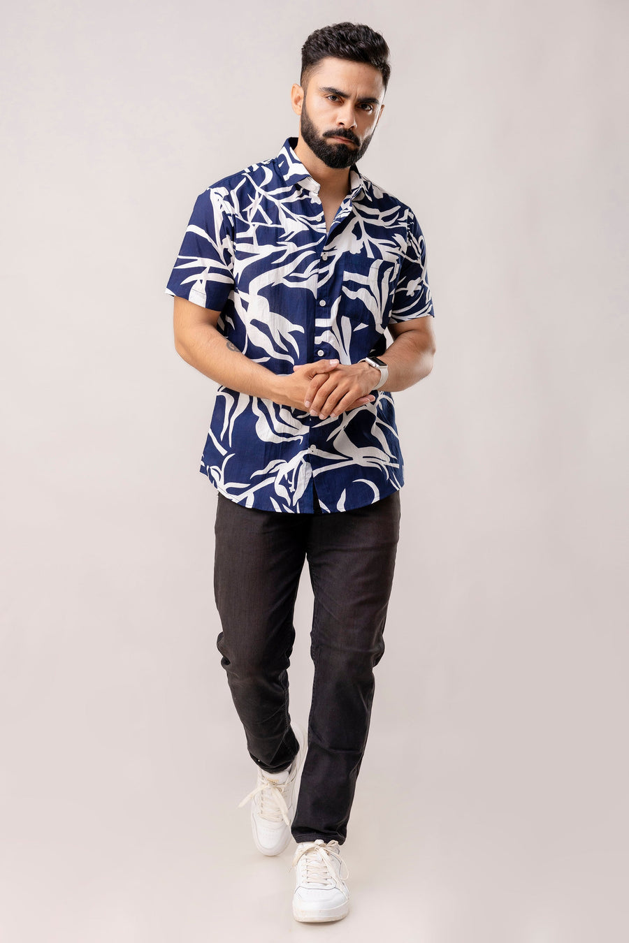 Midnight Navy: Half-Sleeve Essential Cotton Shirt — image 5