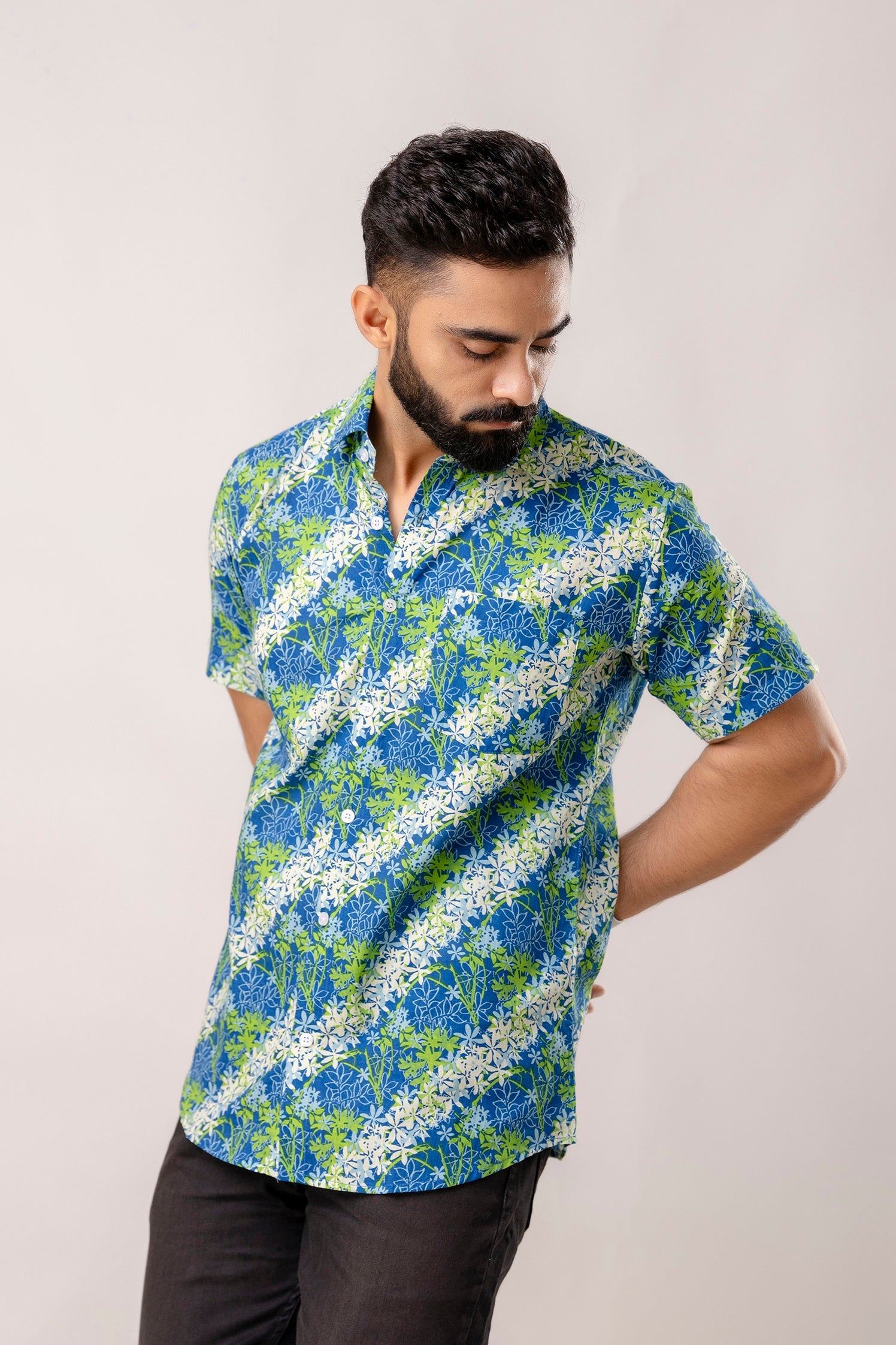 Tropical Bloom: Multi-Color Floral Half-Sleeve Shirt - Me & My