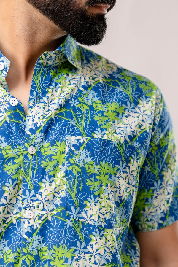 Tropical Bloom: Multi-Color Floral Half-Sleeve Shirt
